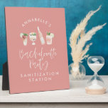 Pink girly modern script bachelorette sanitizer plaque<br><div class="desc">Pink girly modern script bachelorette sanitizer design.</div>