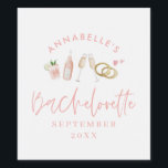 Pink girly modern Sparkling Wine bachelorette styl Wine Label<br><div class="desc">Pink girly modern sparkling wine and cocktails bachelorette party script party favour sticker</div>