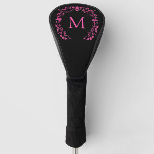 Pink girly monogram golf head cover