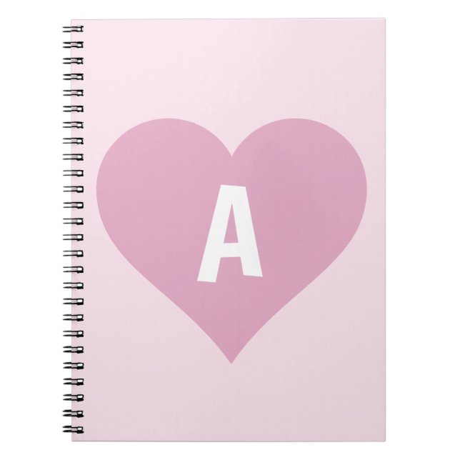 Pink Girly Monogram Heart Notebook Journal  (Front)