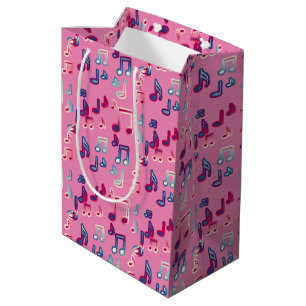 pink girly music black and white gift bag