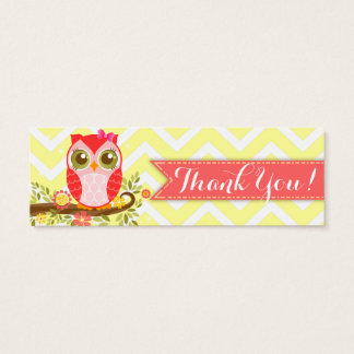 Pink Girly Owl Custom Baby Shower "Thank You" Tag