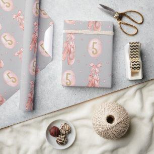 Pink Girly Pastel Ballerina shoes Wrapping Paper