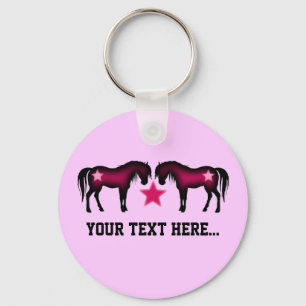 Pink Girly Personalised Horse Key Ring