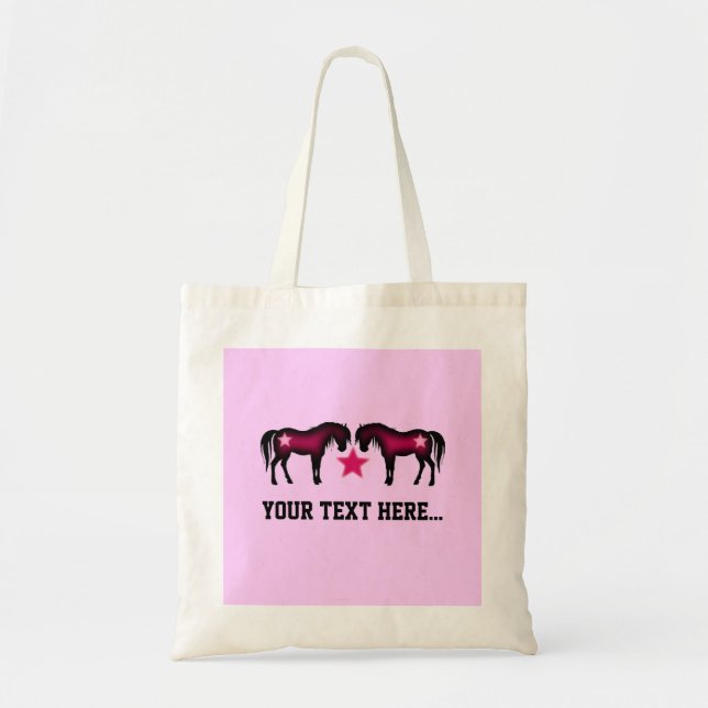 Pink Girly Personalised Horse Tote Bag (Front)
