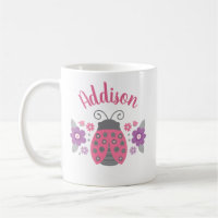 Pink Girly Personalised Ladybug Mug
