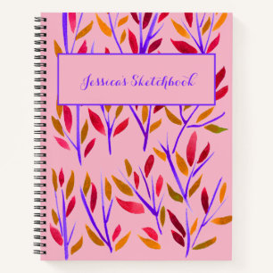 Pink Girly Personalised Sketchbook  Notebook