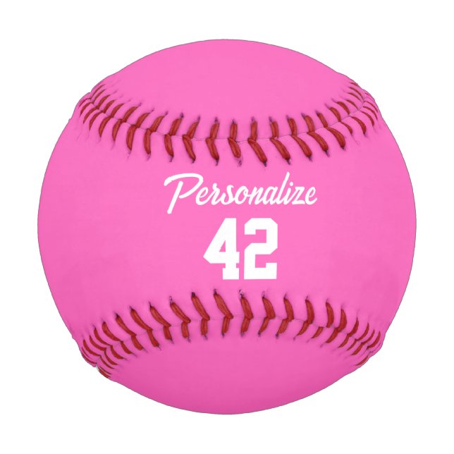 Pink Girly Personalized Baseball (Front)