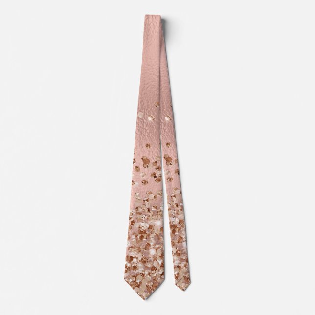 Pink Girly Rose Gold Glitter Chic Sparkle Tie (Front)