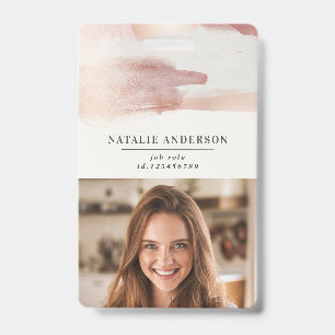 Pink girly rose gold modern stylish ID badge