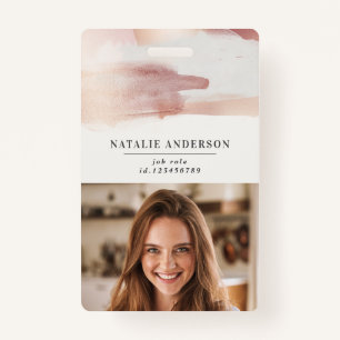 Pink girly rose gold modern stylish ID badge