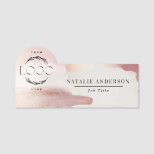 Pink girly rose gold modern stylish name tag