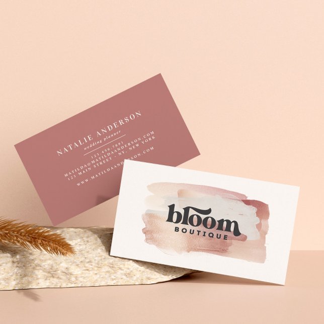 Pink girly rose gold modern stylish your logo business card (Creator Uploaded)