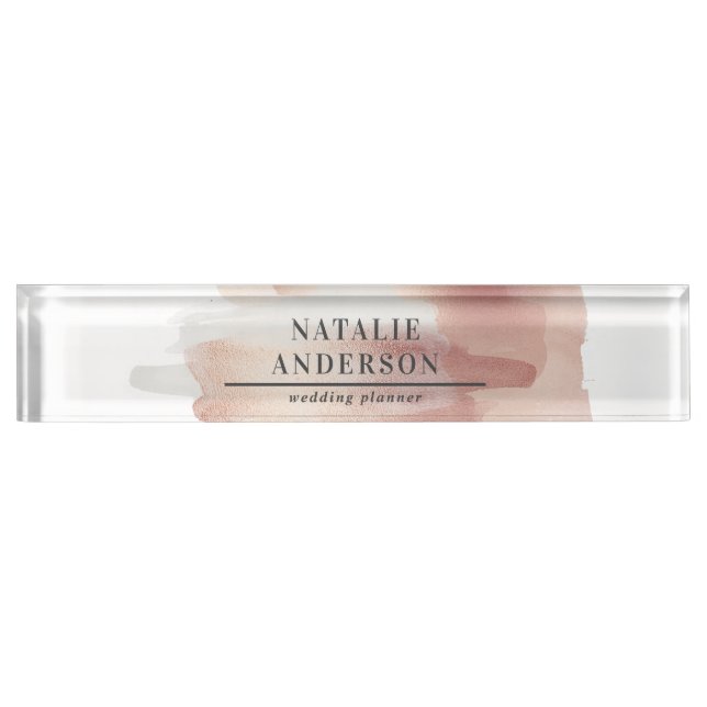 Pink girly rose modern stylish nameplate (Front)
