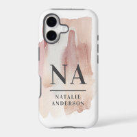 Pink girly rose monogram modern stylish
