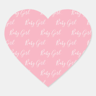 Pink Girly Script Baby Girl Heart Sticker