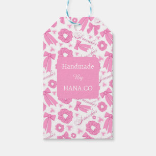 Pink Girly Scrunchies Pattern Cute Hair Accessory  Gift Tags
