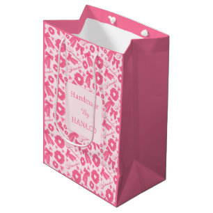 Pink Girly Scrunchies Pattern Cute Hair Accessory  Medium Gift Bag