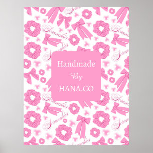 Pink Girly Scrunchies Pattern Cute Hair Accessory  Poster