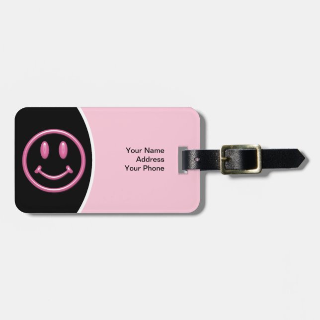 Pink Girly Smileface Tags (Front Horizontal)