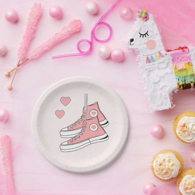Pink Girly Sneakers Paper Plate (Party)