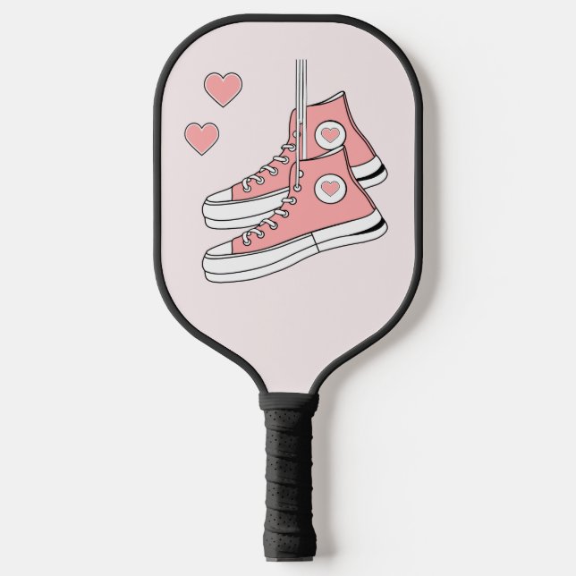 Pink Girly Sneakers Pickleball Paddle (Front)