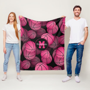 pink girly sporty gifts personalised basketball fleece blanket