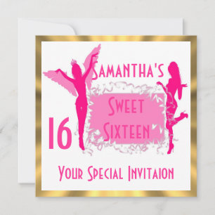 Pink girly sweet sixteen party invitation