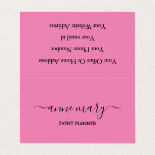 Pink Girly Trendy Calligraphy Event Planner Cool Business Card