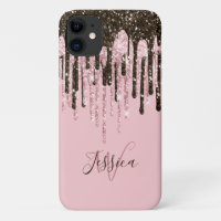 Pink Girly Womens Bling Black Script Name