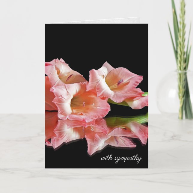 pink gladiola on black for sympathy card (Front)