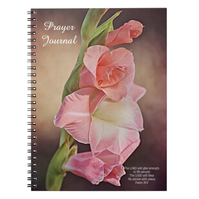 Pink Gladiolus Flowers Art Prayer Journal (Front)