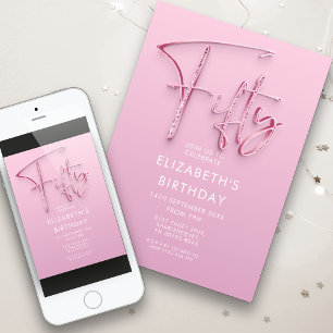 Pink Glam 50th Birthday  Invitation