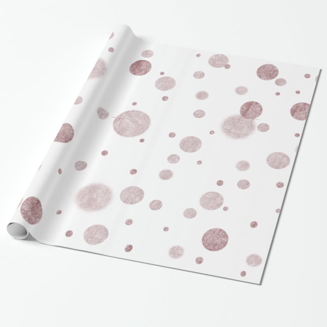 Pink Glam Bokeh Confetti Dots Wrapping Paper (Unrolled)