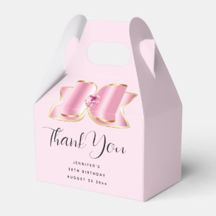 Pink Glam Bow Fancy Elegant Birthday Thank You Favour Box