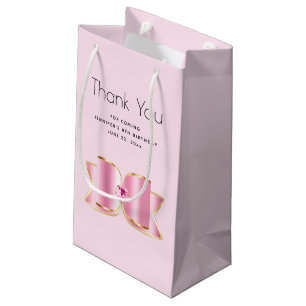 Pink Glam Bow with a Centre Gems Party Thank You Small Gift Bag