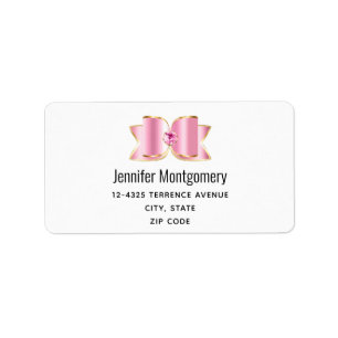 Pink Glam Bow with a Centre Gemstone Address Label