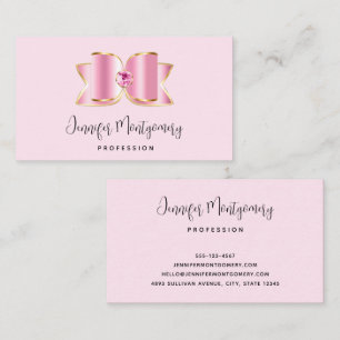 Pink Glam Bow with a Centre Gemstone Business Card