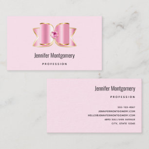 Pink Glam Bow with a Centre Gemstone Business Card