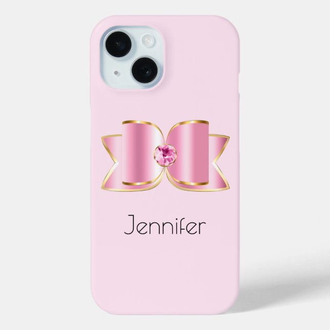 Pink Glam Bow with a Centre Gemstone Case-Mate iPhone Case (Back)