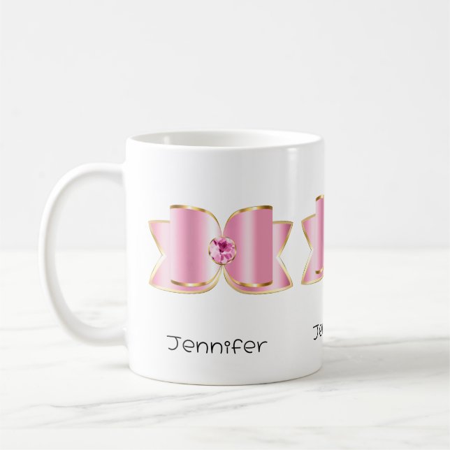 Pink Glam Bow with a Centre Gemstone Coffee Mug (Left)