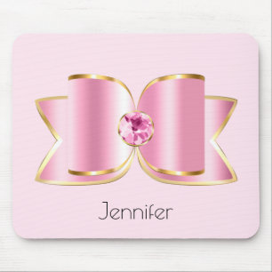 Pink Glam Bow with a Centre Gemstone Mouse Mat