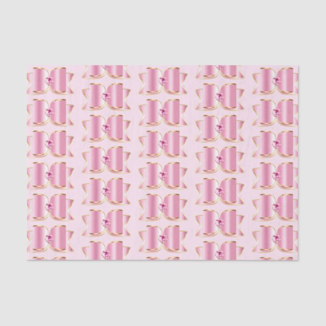 Pink Glam Bow with a Centre Gemstone Pattern Tissue Paper (Front)
