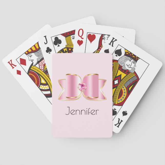 Pink Glam Bow with a Centre Gemstone Playing Cards (Back)