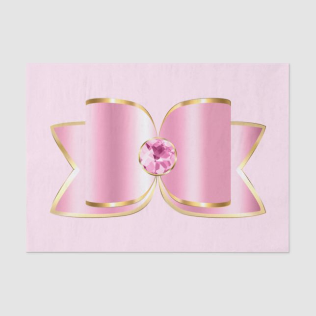 Pink Glam Bow with a Centre Gemstone Tissue Paper (Front)