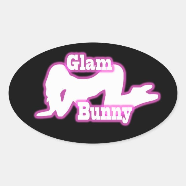 Pink Glam Bunny crawl Oval Sticker (Front)