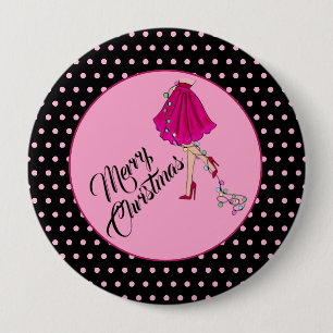 Pink Glam Christmas 10 Cm Round Badge
