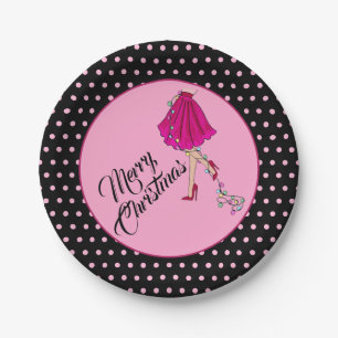 Pink Glam Christmas Paper Plates