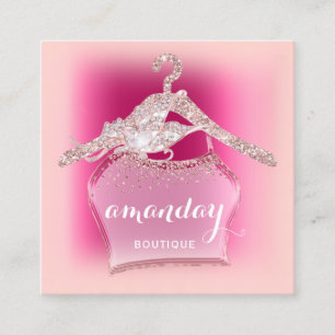 Pink Glam Fashion Shop Blogger Influencer Square Business Card