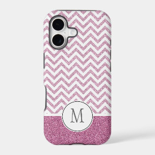 Pink Glam Faux Glitter Chevron